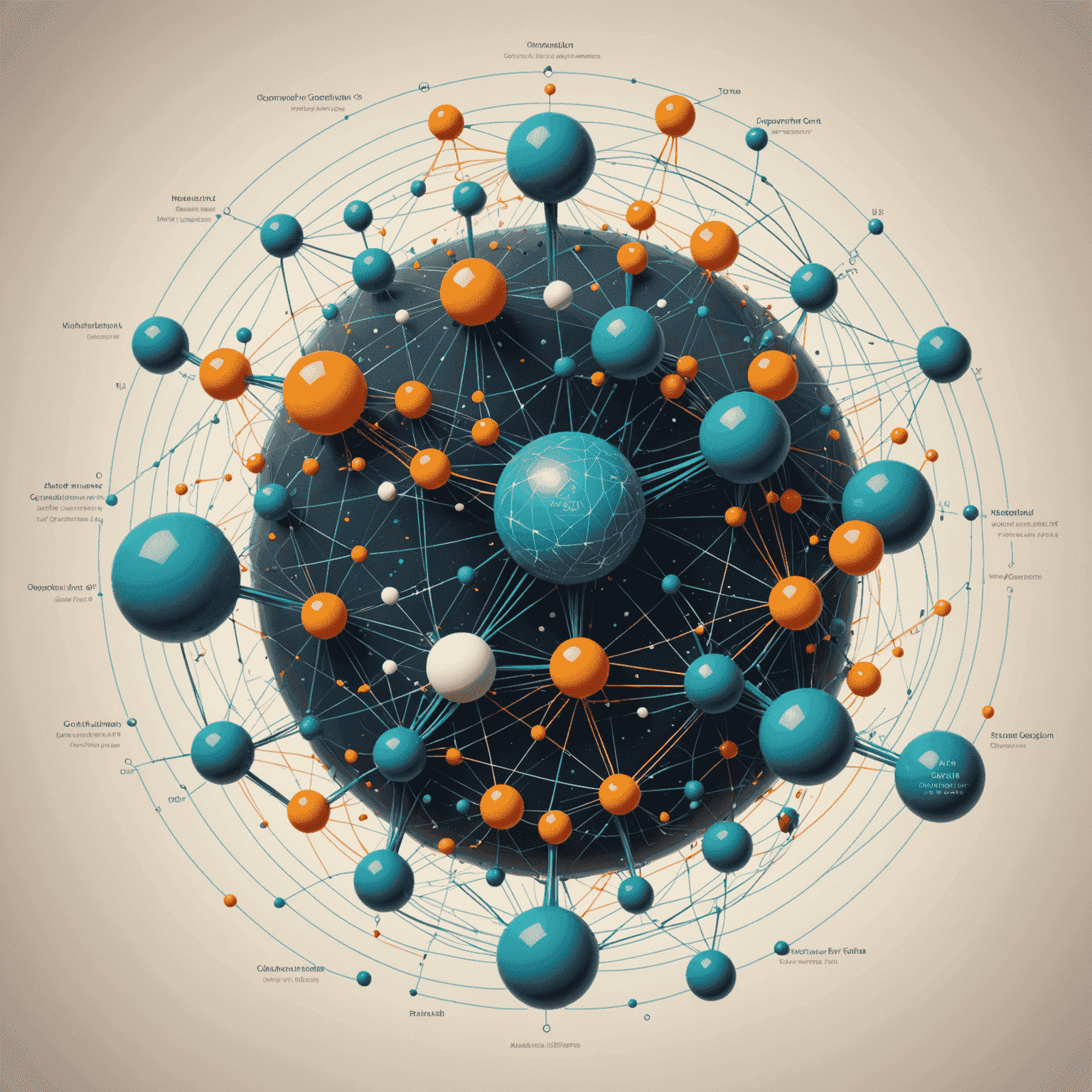 A complex diagram showcasing various quantum algorithms, with flowing lines and abstract shapes representing data flow